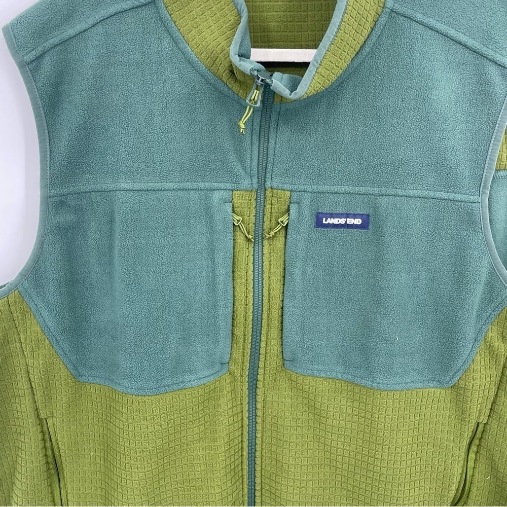 Lands’ end grid fleece vest green Sz 2XL - Picture 3 of 9